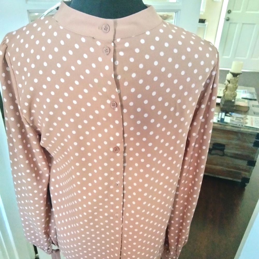 Sweet Rain Polyester Polka Dot Blouse